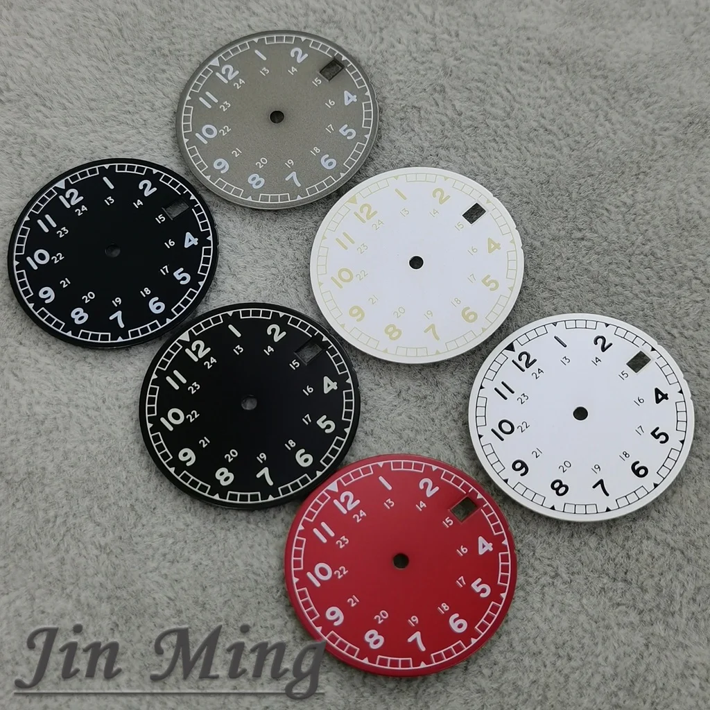 High Quality 28.5mm Pilot Watch Face 24 Hour Scale Arabic Numerals Date Dial For NH35 NH36 Movement