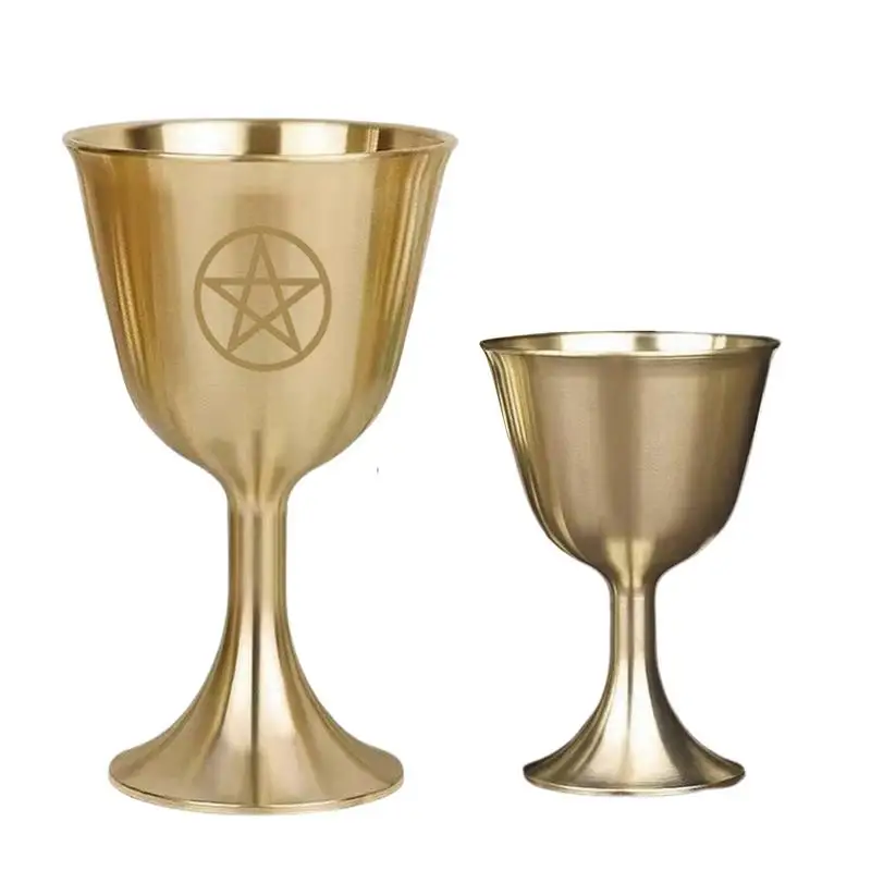 

Vintage Brass Chalice Cup Brass Wine Goblet Drinking Cup Pentacle Brass Chalice Altar Chalice for Altars Rituals Prayers