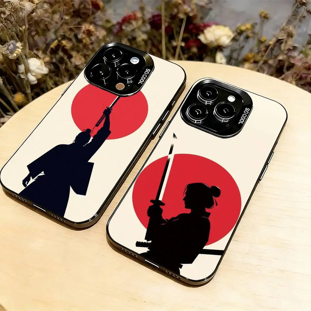 

Japanese Bushido Samurai Phone Case For iPhone 17,16,15,14,13,12,11 Plus,Pro Max,XS,Colorful Silver Phone case Funda Cover