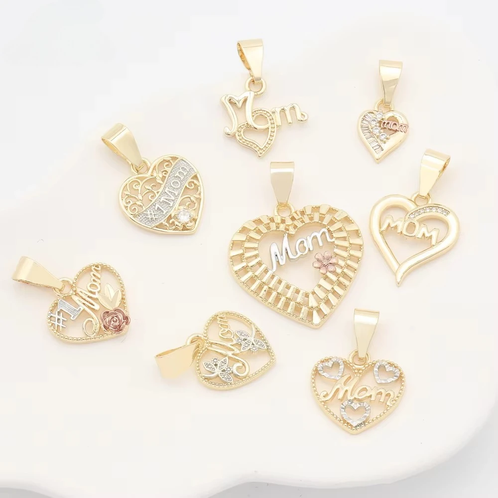 

Ruixi New Hot-selling Copper Alloy Gold-plated Heart-shaped Pendant Fashion Jewelry Suitable for Mother's Day Gifts for Mom