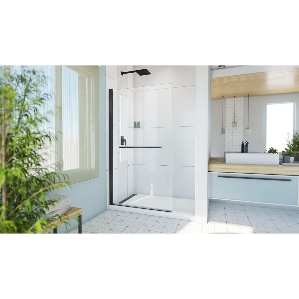 Frameless Shower Door, 40“ X 72”, Semi-frameless 6mm Tempered Glass Panel for Walk-in Bathrooms, Shower Glass Screen