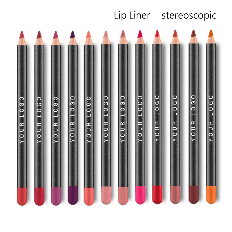 12 Stks/set Waterdichte Lip Potlood Set Matte Lipliner Langdurige Make-Up Pennen Gemakkelijk Te Dragen Private Label Make-Up Verkoper