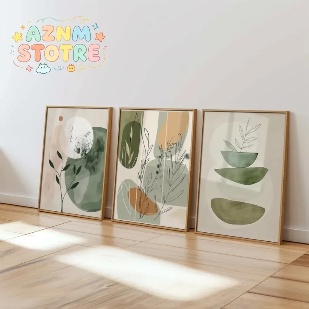 Botanical Art Set,Plant Wall Decor,Floral Boho Art,Earthy Tones Wall Art,Set of Three Floral Prints,Minimalist 3 Set of Poste