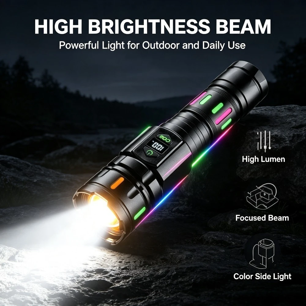 Aluminum Alloy Super Multi Function Bright Flashlight Long Lasting Rechargeable COB Magnetic Torch for Outdoor Maintenance