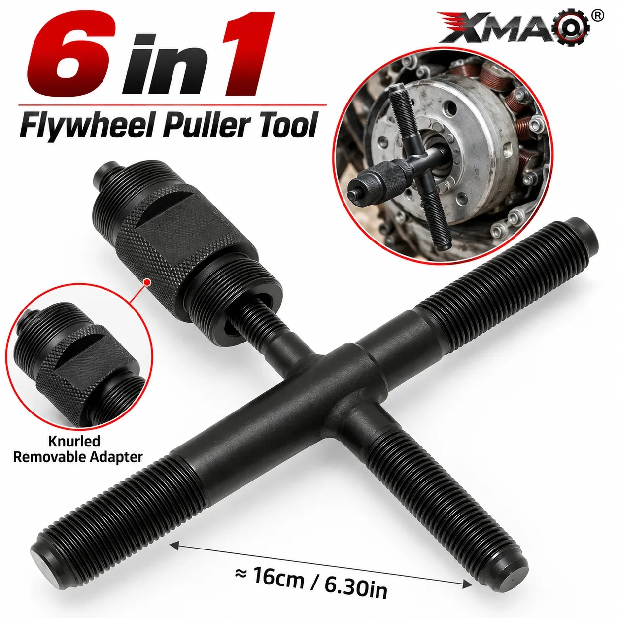 6 in 1 Carbon Steel Flywheel Puller Tool Kit M10 M14 M16 M18 M24 M27 Universal Motorcycle Stator Rotor Remover Repair Tool
