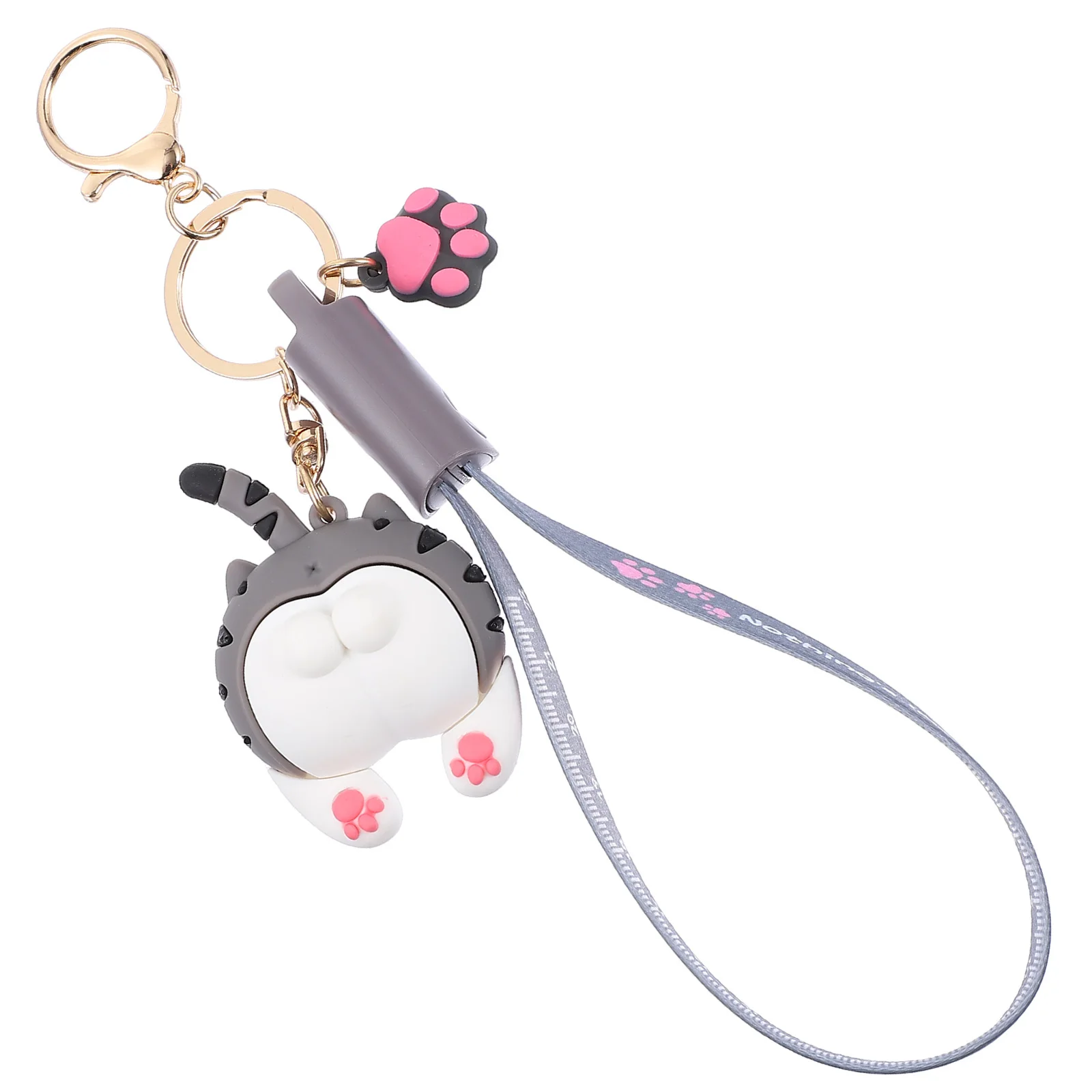 

Cartoon Lanyard Keychain Data Cable Simple Practical Phone Charging Line Durable ABS Material Data Line Charge Cord