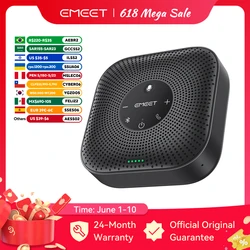 EMEET Vivavoce Altoparlante per conferenze wireless 360 ° Microfono per riunioni con pickup vocale con 4 microfoni con cancellazione del rumore per ufficio/casa