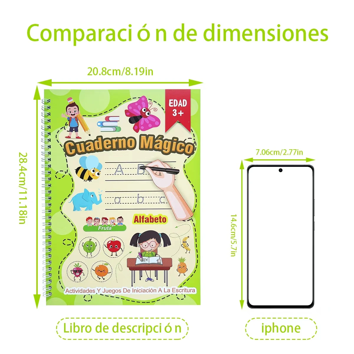 كتاب تمرينات الكتابة اليدوية الإسبانية القابلة للتكرار، أداة مساعدة للكتابة اليدوية. ضروري لرياض الأطفال #3