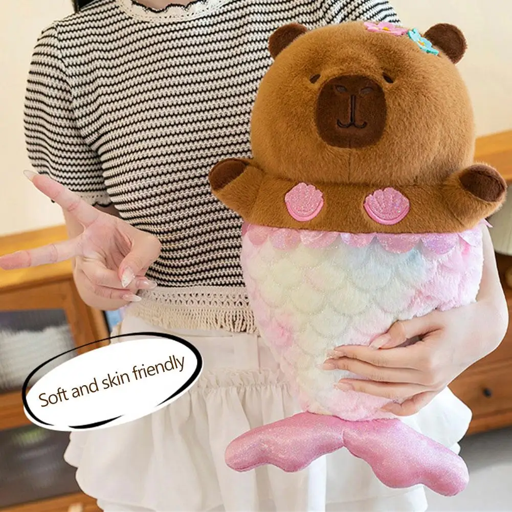 35/50cm Cute Mermaid Capybara Plush Toy Creative Capybara Pillow Cushion Birthday Gift Trendy Ornaments Decoration Soft Doll