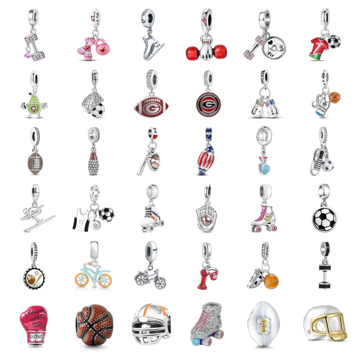 Hot Sale New 925 Sterling Silver  Glove Sports Football Charm Collection Fit Original Pandent Bracelet Women Jewelry Gift DIY