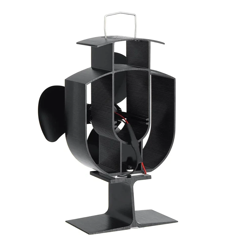 Ventilatore per stufa a legna HITL Ventilatori per camino alimentati a calore a 4 pale dal design piccolo per legna/bruciatore di tronchi/camino Nero TP2001-3