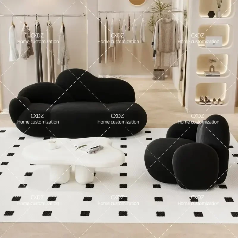 Nordic Modern Small Double Sofa Single Seater for Clothing Store Nail Salon Resting Area Lounge Furniture