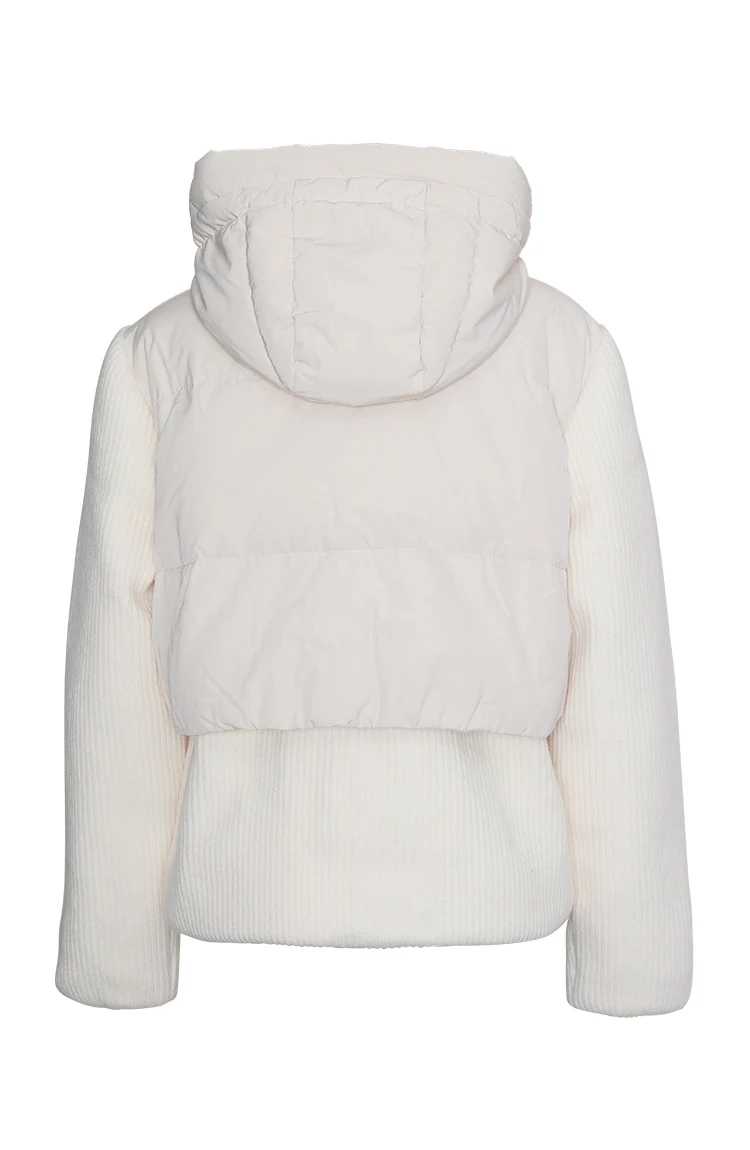 BC800 High Quality Luxury Wool Patchwork White Goose Down Jacket Winter Women's Clothing