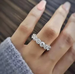 女性のための925スターリングシルバーの婚約指輪,結婚指輪,ブライダルパーティーのジュエリー,約束バンド,4mm,aaa zircon cz ring,ファインギフト