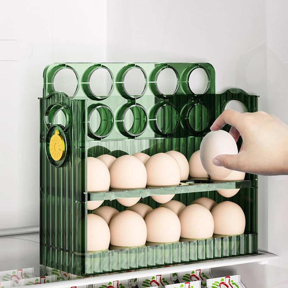 30 Grids Egg Case Holder Egg Storage Box Large Capacity Chicken Egg Storage Container Transparent Home Egg Container with Handle