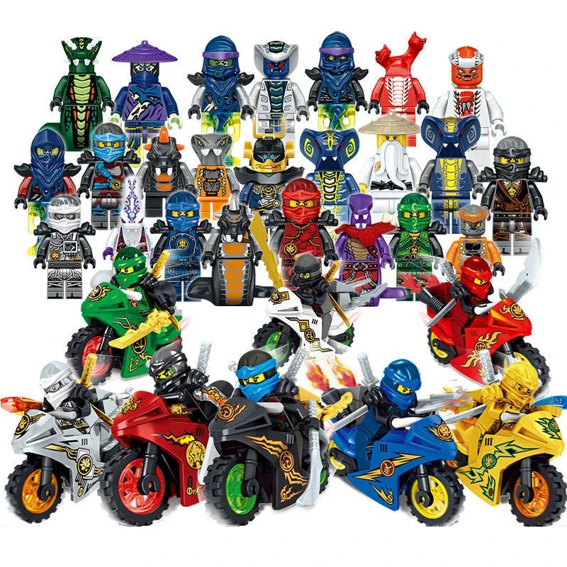 

24 Pieces Anime Characters Ninja Figures Garmadon Jay Lloyd Samukai Cole Harumi Ultra Violet Pyro Snake Building Blocks Kid Toys