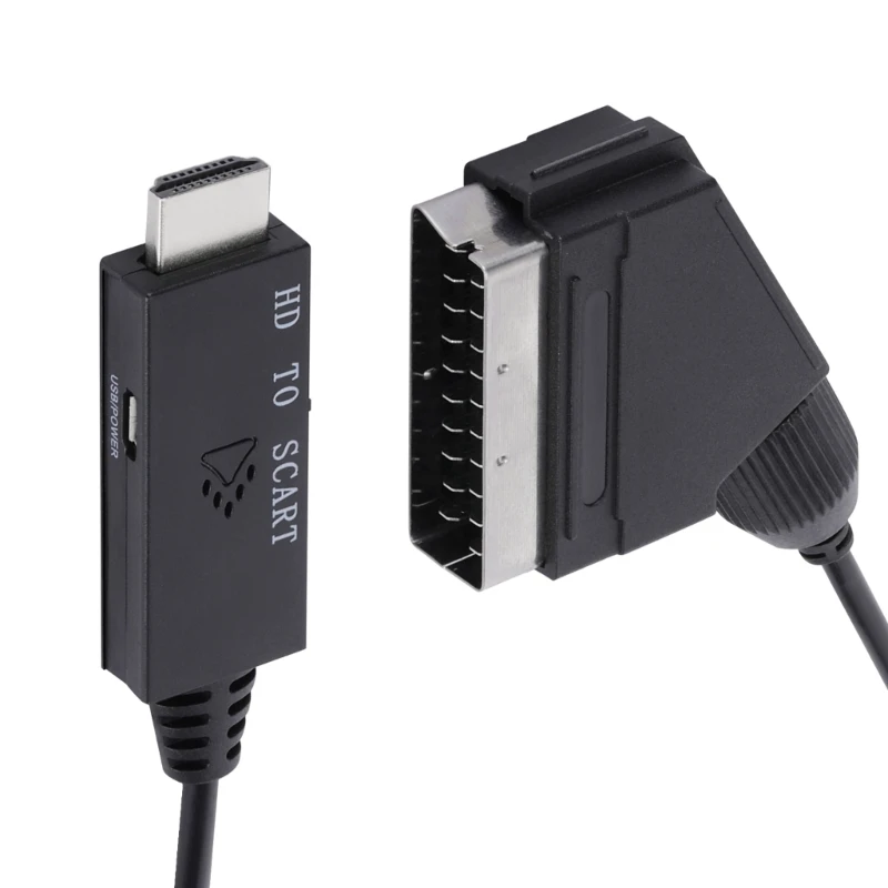 F3KE Flexible HDMI-compatible to Scart Adapter Converter Scart Outputs Video Adapter Converter Small Size Easy to Carry