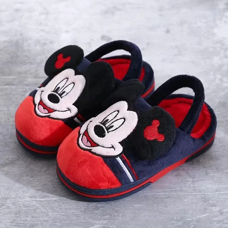 Autumn Winter Kids Cotton Slippers Baby Boys Cartoon Captain America Mickey Minnie Mouse Cars Children Girls Indoor Home Shoes