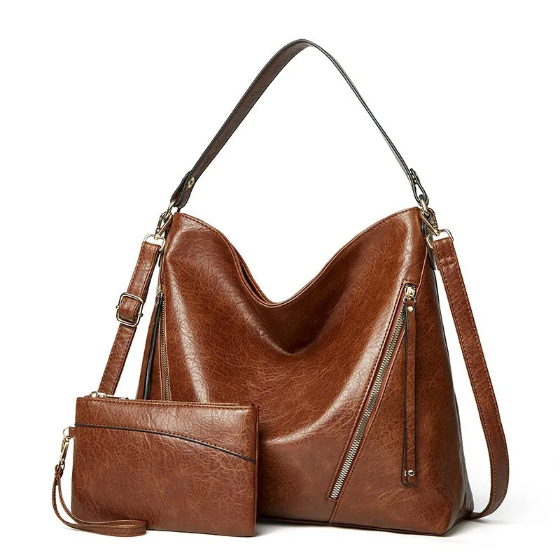 

Women's Bag Large Capacity Shoulder Bag Vintage Women's Solid Color Soft Tote Bun Female Crossbody Bag