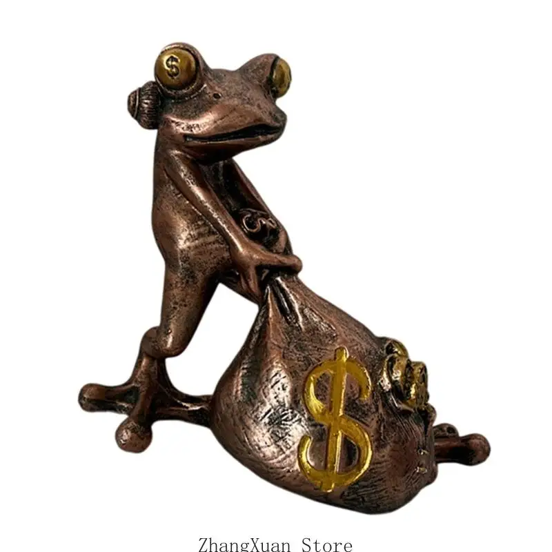 Lucky Frogs Money Bag Resin Statue Home Decors Reichtum Symbol Handcrafted Ornament 3XUF – Detail 8