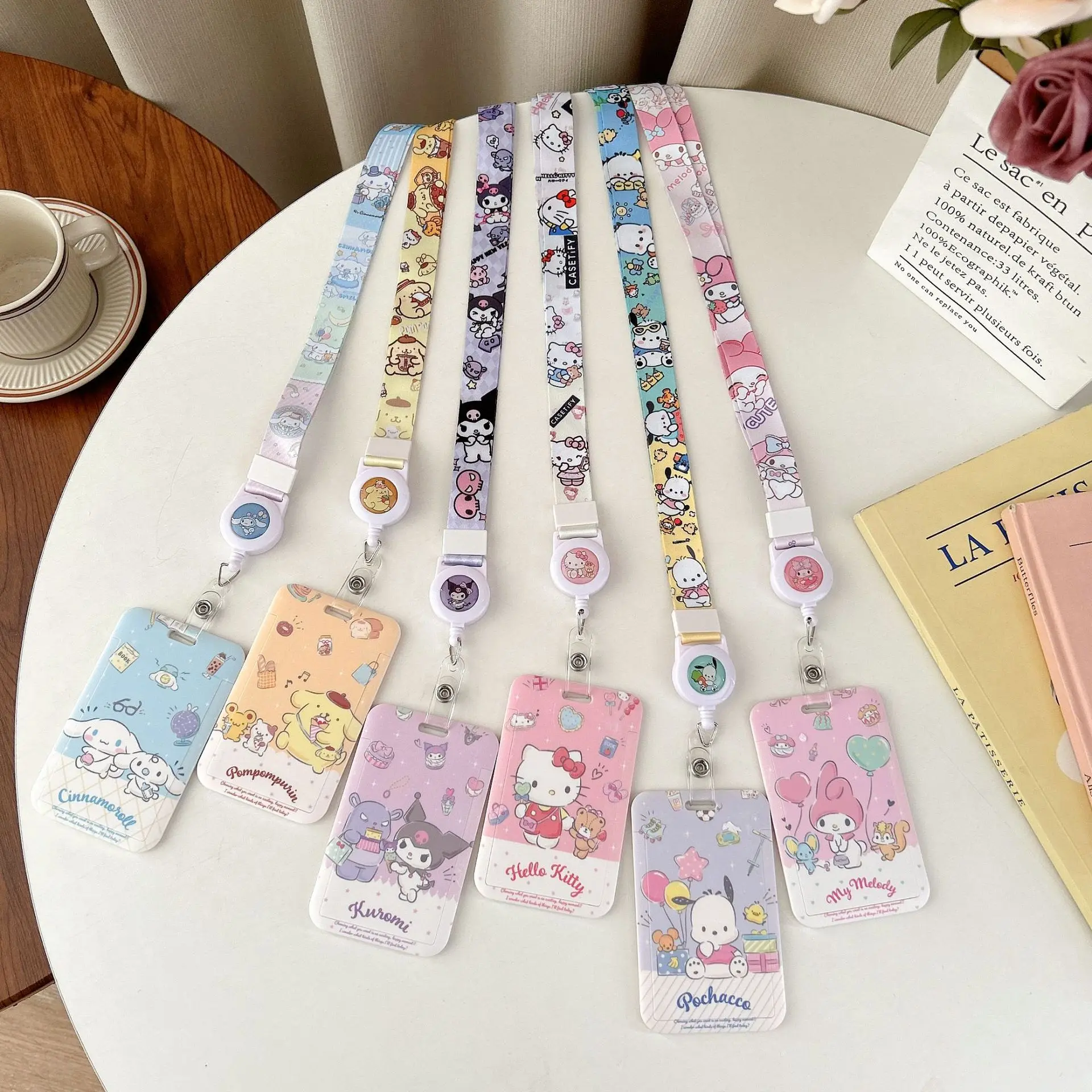 

Kawaii Hello Kitty Neck Hanging Phone Rope Work Card Holder Student Campus Meal Card Extension Card Holder Girl Gift