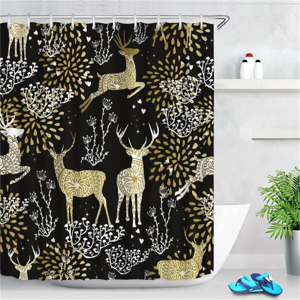 Cartoon Christmas Style Shower Curtains Curtain For The Bathroom Curtain Cloth Animal Pattern Bath And Bathroom Curtains 180X180