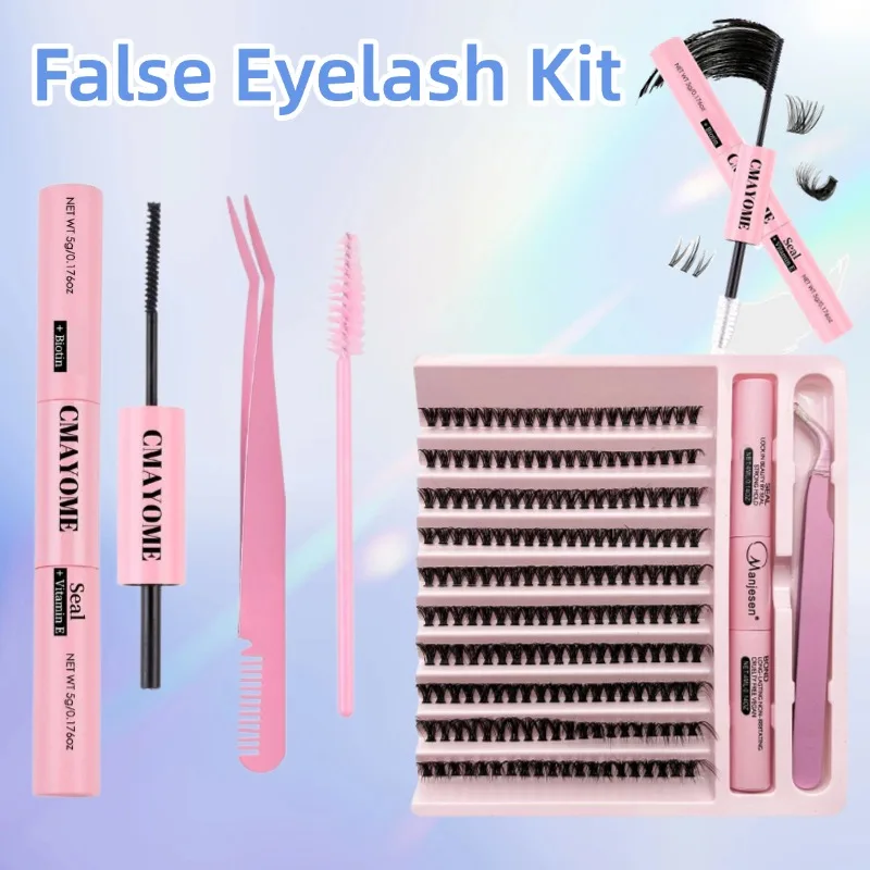 Ciglia finte Colla per ciglia e strumento Cluster per ciglia naturali Forte colla fissa per ciglia Colla per ciglia duratura Strumento per l'estensione delle ciglia