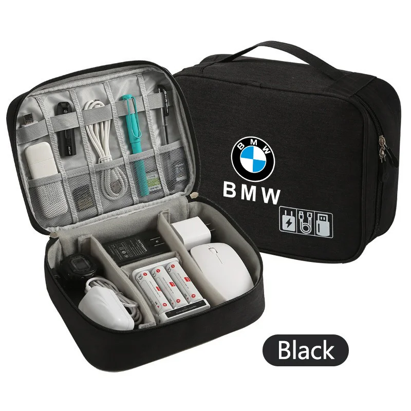 

Car Logo Travel Cable Storage Bag USB Data Cable Charger Plug Storage Cable Bag Fit For BMW Z8 X1 X2 X3 X5 X4X7 interior sticker