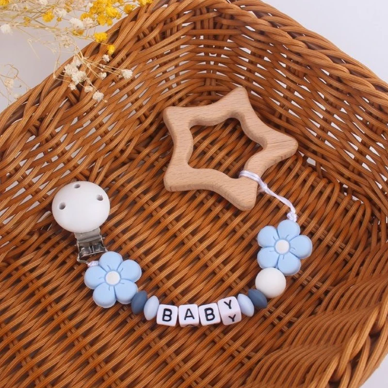 

Детская индивидуальная зажим для соски, персонализированное имя, пустышка, держатель для соски, цепочка для кормления младенцев, пустышка с цветком, игрушка-прорезыватель, жевательный подарок