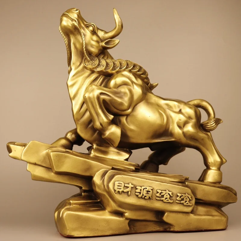 Guyunzhai Brass Cattle Ornaments Walker Street Cattle Office Boss Table Decoration Crafts Company Opening Gift