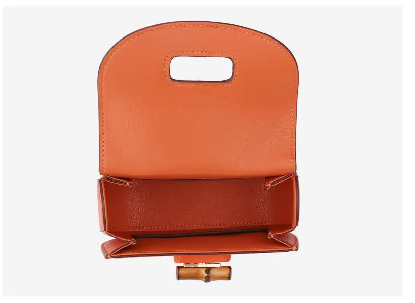 2023 new genuine ostrich skin leather lady women small size shoulder cross body bag with bamboo handle orange green color