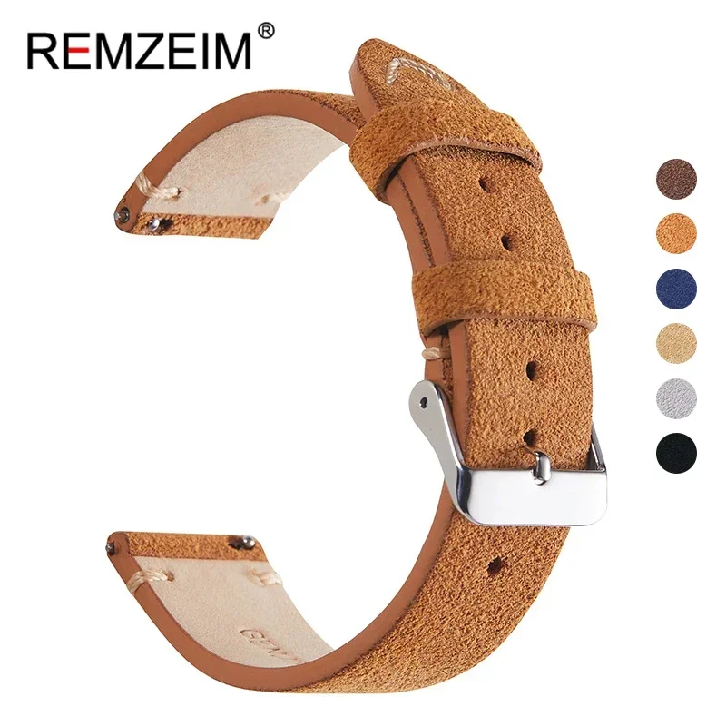 Soft Suede Leather Watch Band 18mm 20mm 22mm Quick Release Watch Straps Stainless Steel Buckle Watch Accessories