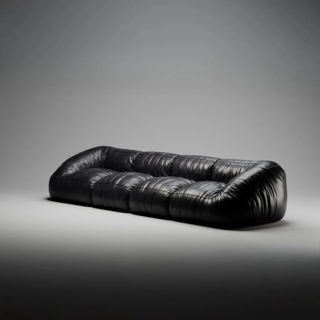 Italian retro, straight down lazy style, leather sofa