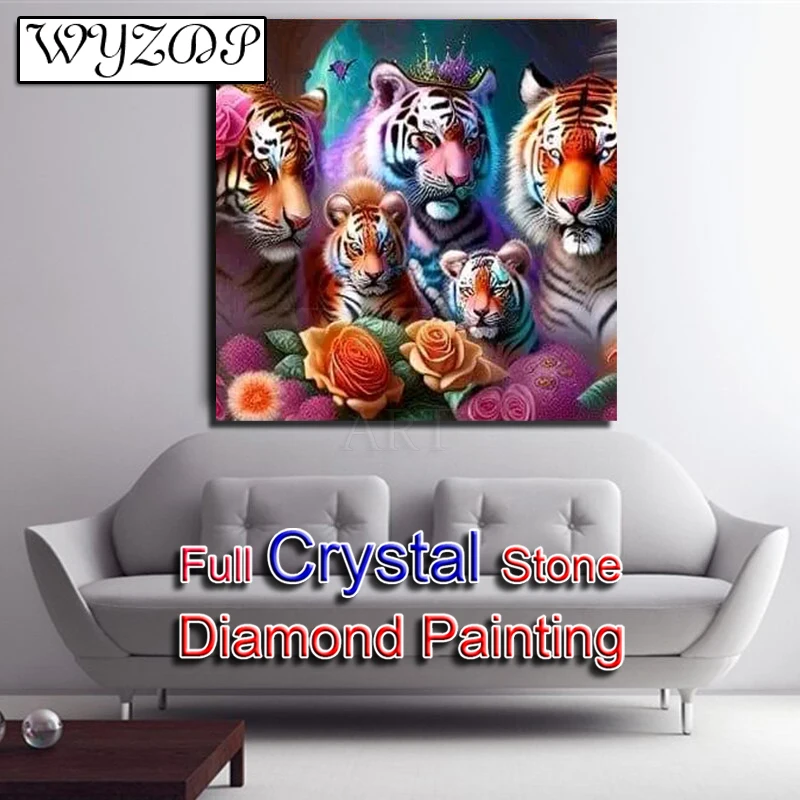 

5D DIY Diamond Painting Tiger Family Full Crystal Square Mosaic Embroidery Stitch Kit Home Docer Crystal Diamond Art AB 20230719