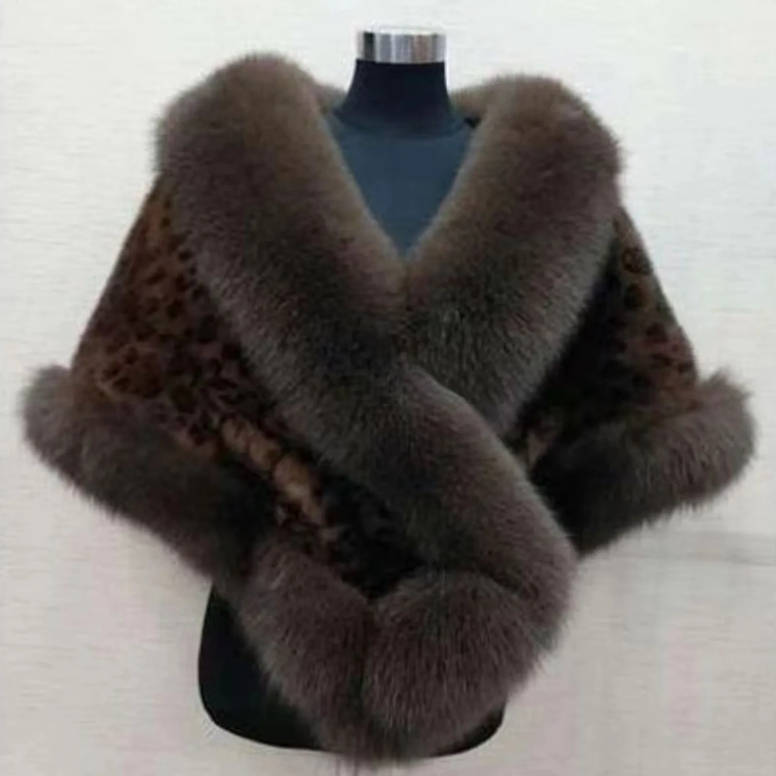 Elegante Branco Faux Fur Wraps, Lenço Quente, Soft Mink Fox Fur Manto, Vestido Manto, Casamento, Nupcial, Festa à noite, Outono, Inverno