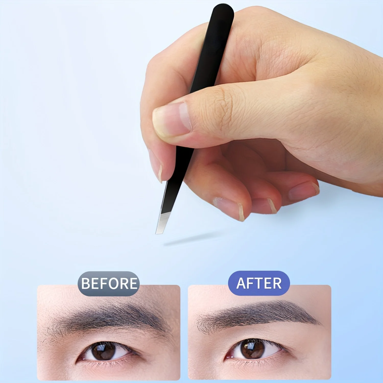 스테인레스 스틸 정밀 눈썹 핀셋 세트, 무향 제모 및 손질 도구, 쉐이핑을 위한 비스듬한 팁 디자인, 내구성이 뛰어난 Fac