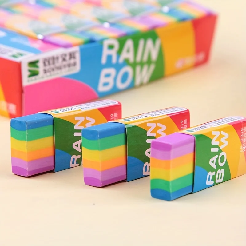 1 Pcs Rainbow Eraser Pencil Eraser Stationery Soft 2B Eraser Suitable for Office and School