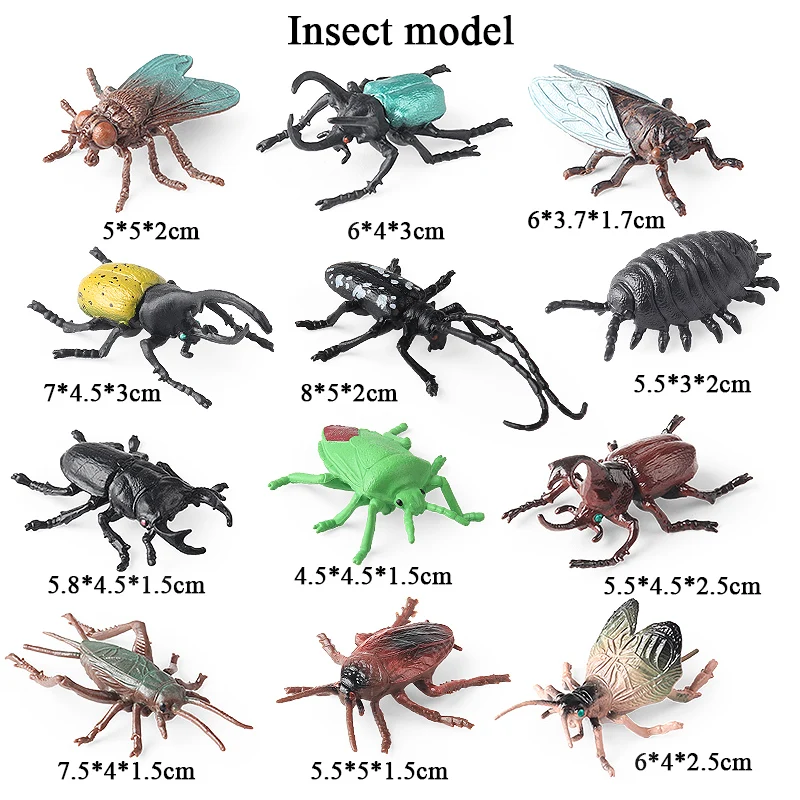 Oenux Insekt Tiere Modell Set Schmetterling Libelle Biene Käfer Spinne Skorpion Mantis Zikade Eidechse Garten Miniatur Kind Spielzeug Geschenk – Detail 6