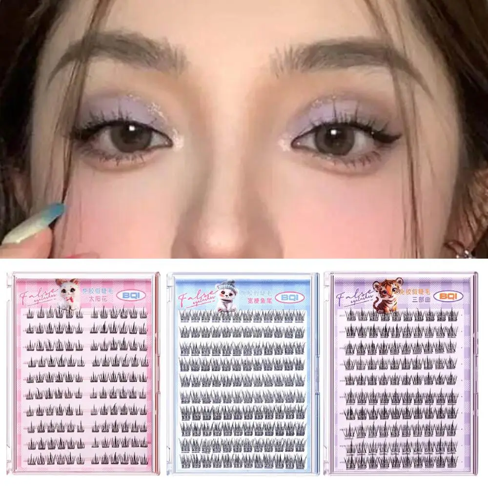ขนตาปลอม 10 แถว ต่อขนตาแบบธรรมชาติ ขนตายาว หนา แบ่งเป็นช่อ ใช้ได้ทุกวัน แต่งหน้า ขนตาปลอม DIY แบบช่อ