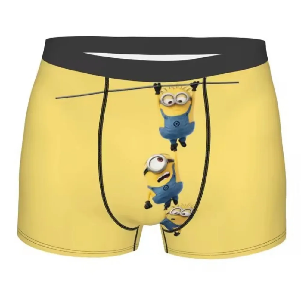 M-Minions-Bóxer con pistola de dibujos animados para hombre, ropa interior con estampado 3D, bragas, calzoncillos transpirables