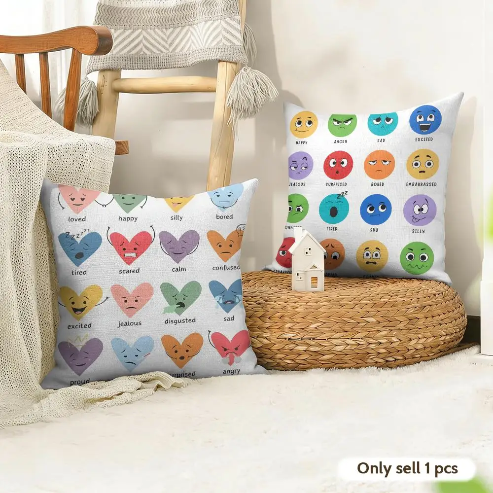 Funny IT IS OKAy TO FEEL Cushion Cover Natural Linen Organic Fabric Double-Sided Printing Sofa Home Decor Gift Pillow Case