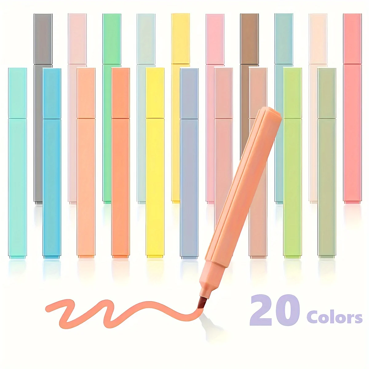 

20pcs Light-colored Highlighter Marker Pens, For Drawing, Key Points, Journals