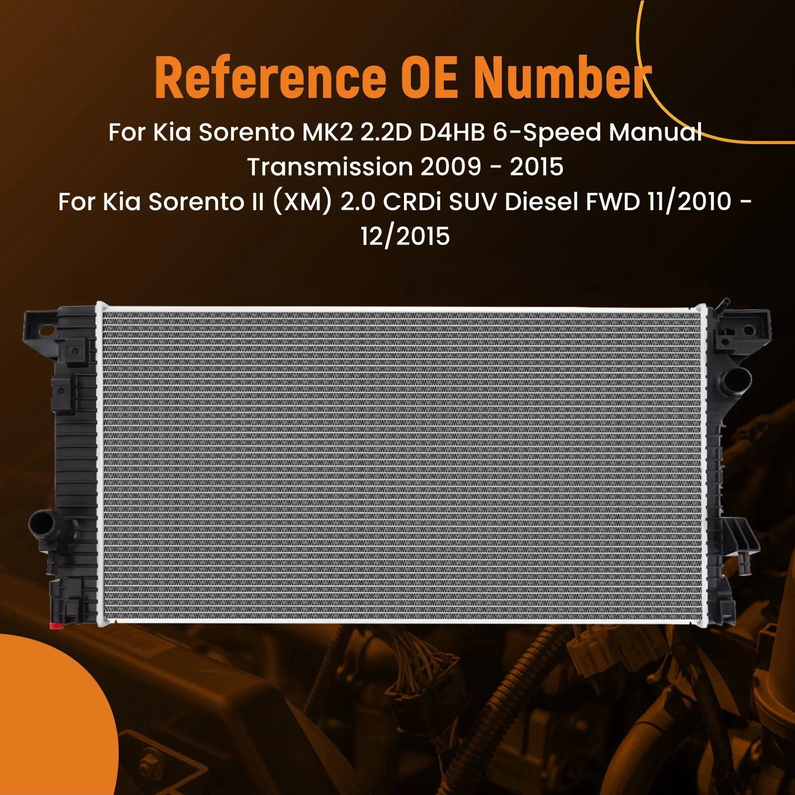 Aluminum Radiator for Kia Sorento XM 2.0 2.2 CRDi SUV Diesel 2009-2015