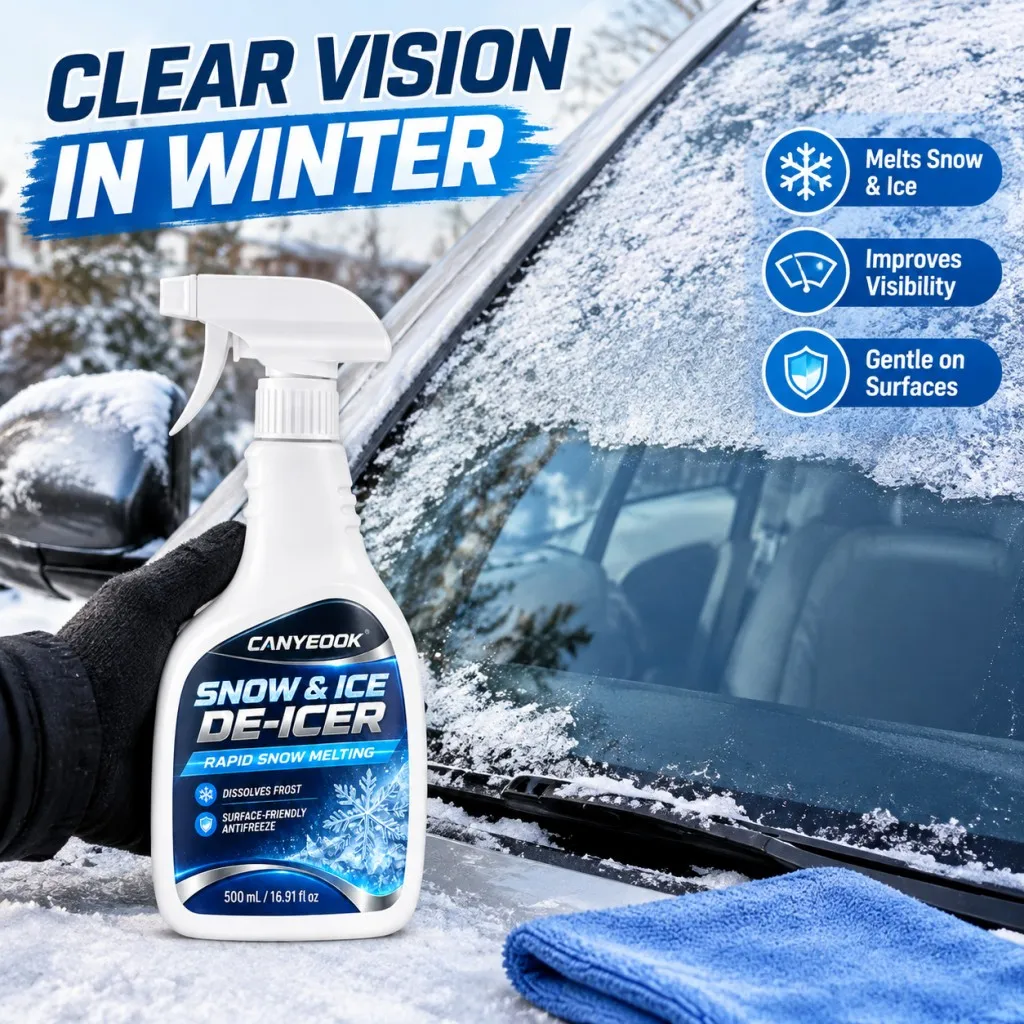 CANYEOOK Car Ice Snow Melter 500ml Windshield De-Icer Frost Remover for Windows Locks Mirrors Paint Safe