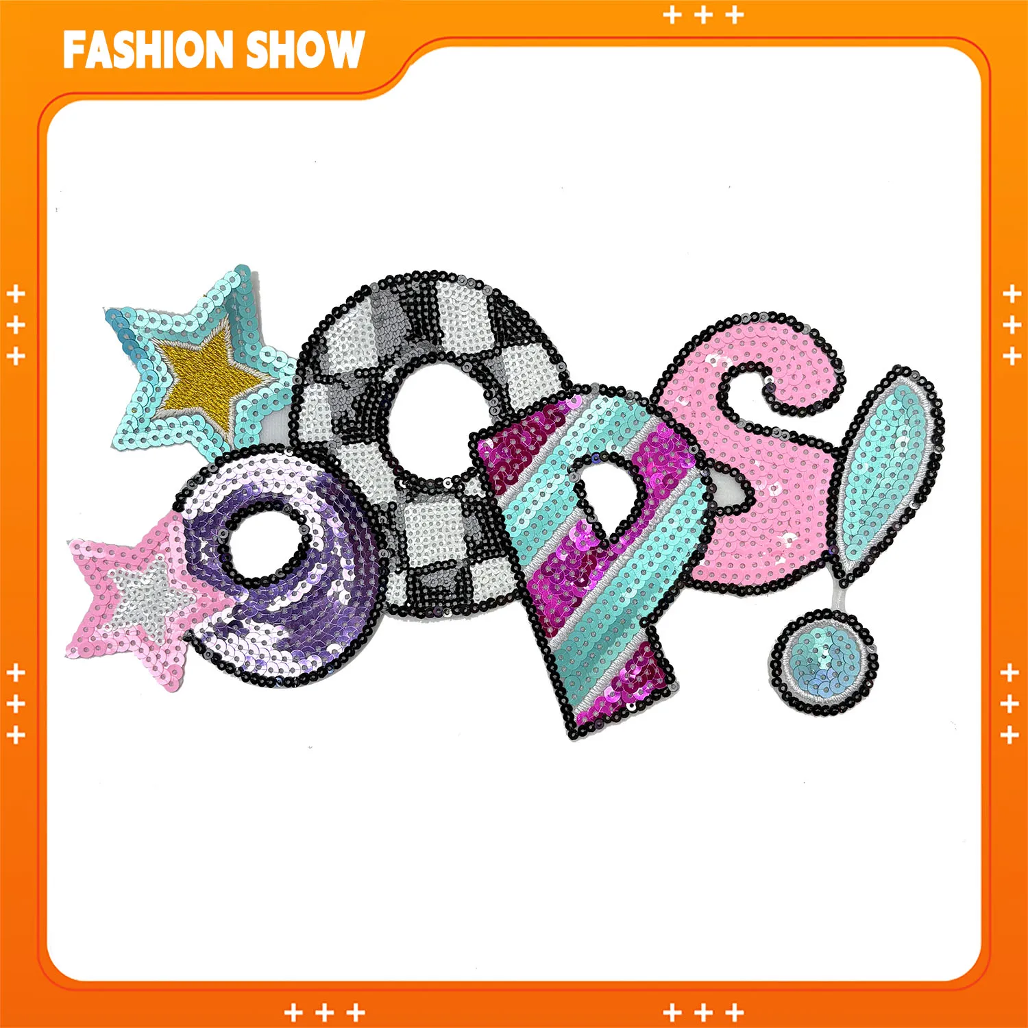 

Sequin Embroidered Oops Letter Patches, Can Be Ironed or Sewn, DIY Clothing Accessories, Trendy and Unique Sweatshirt, T-Shirt, Hat Decoration, Hand-Sewn Iron-On Three-Dimensional Letters