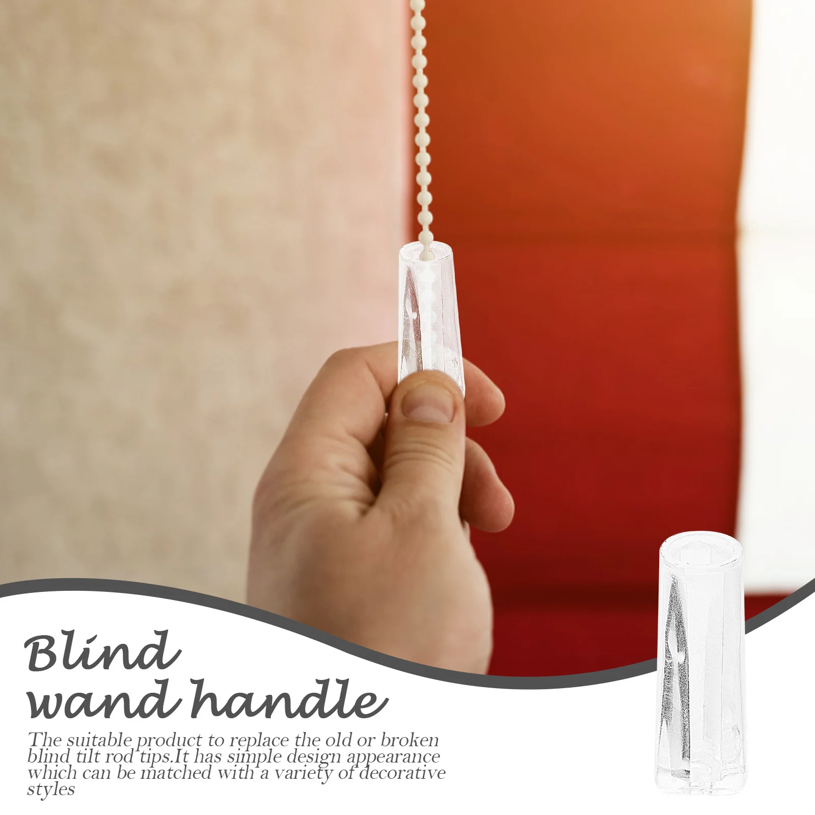 

12Pcs Simple Design Blind Wand Handle Transparent Rod Grip for Home Use Long Lasting Replacement Parts