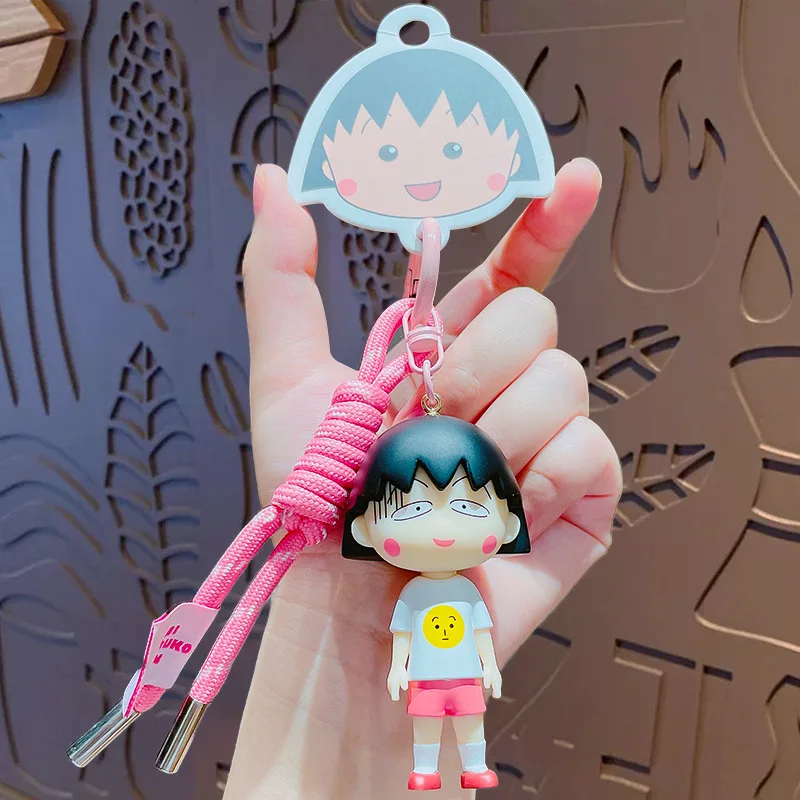 LLavero de coche colgante mochila colgante Chibi Maruko-Chan dibujos animados ocio Anime cadena periférica un regalo de cumpleaños para niñas