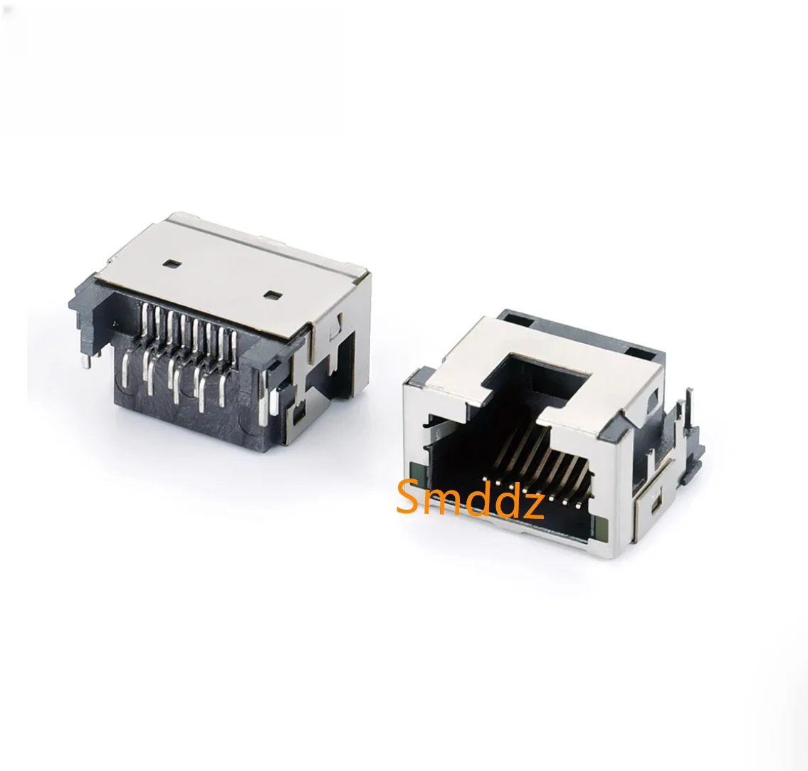 50 pieces/100 pieces, RJ45 mesh sinking board 4.1 reverse plug-in board 90 degree DIP with shell and LED light H=9.9MM