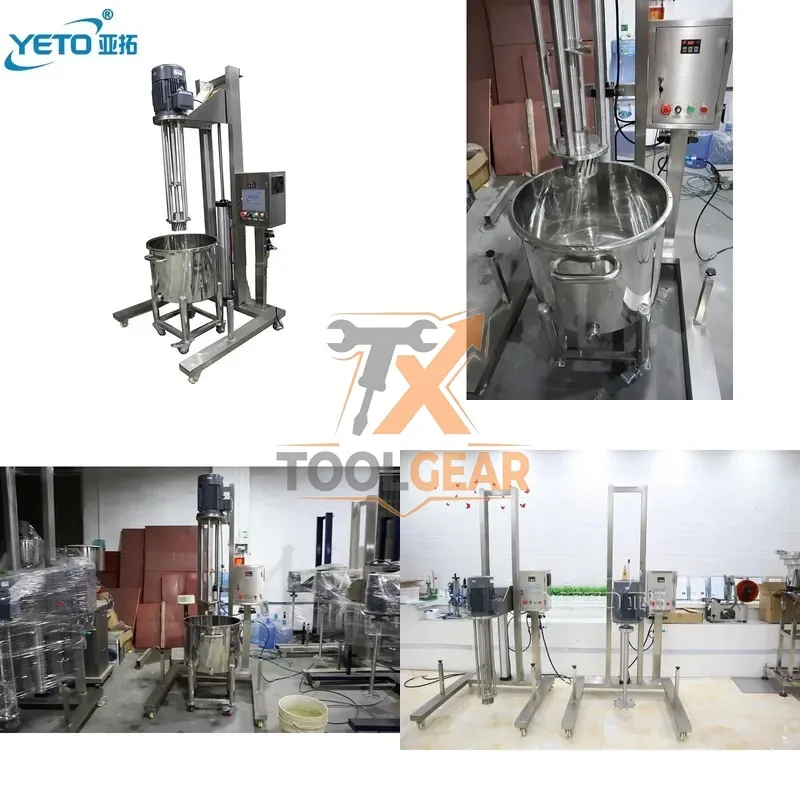 2026hotsale* 4KW Movable Electric/Pneumatic Lifting High Shear Mixer with Milling Motor Cream Homogenizing Machine