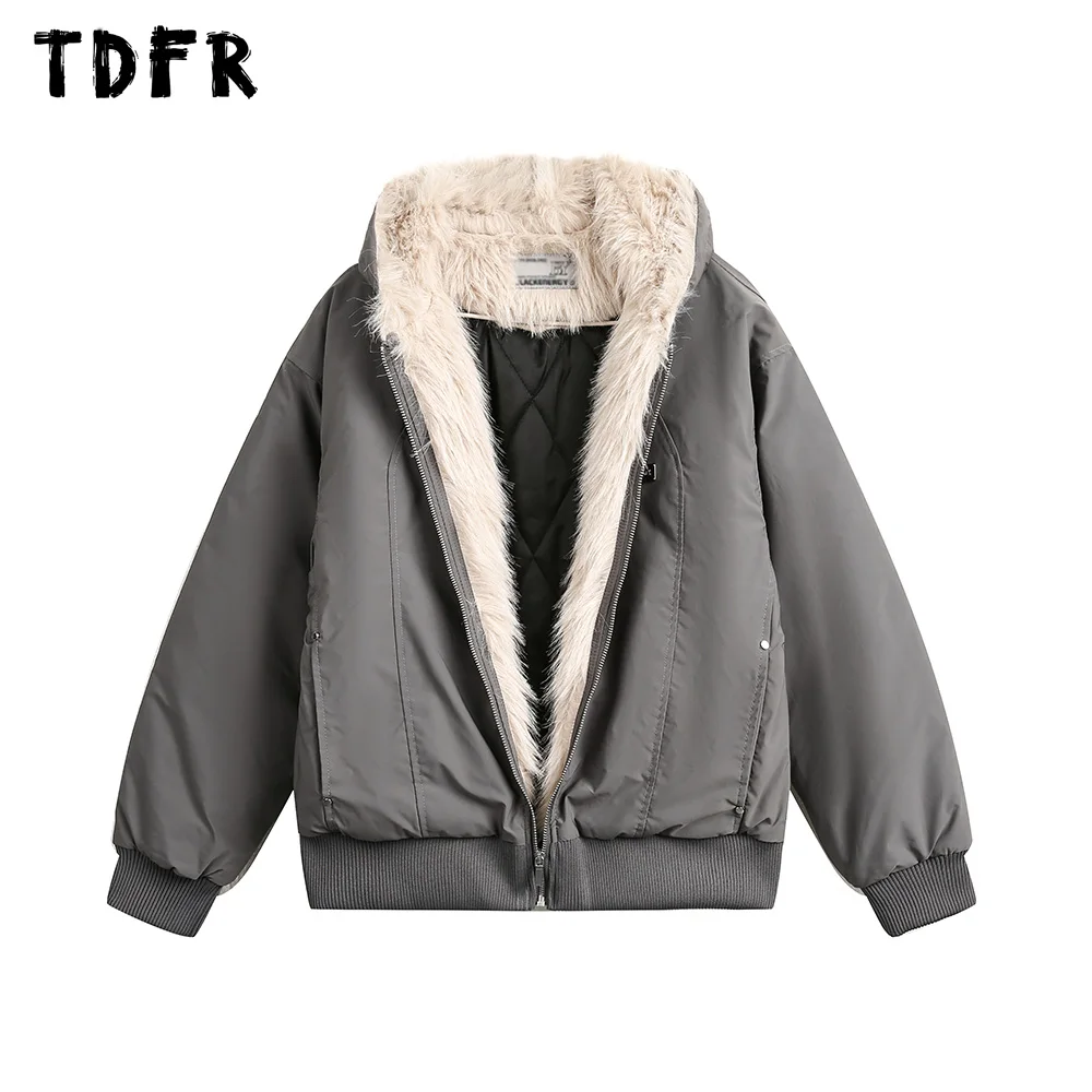 Solid Color Spliced Quilted Jacket Mens Safari Style Winter Thick Long Sleeve Hooded Ma-1 Bomber Jacket Men